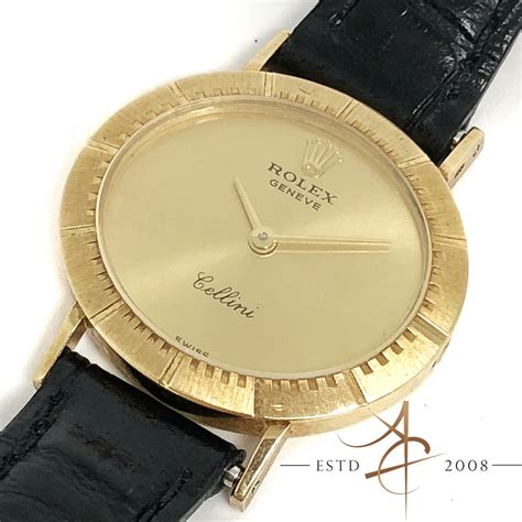 ladies vintage rolex cellini gold black square face|Rolex men's cellini 18k gold.